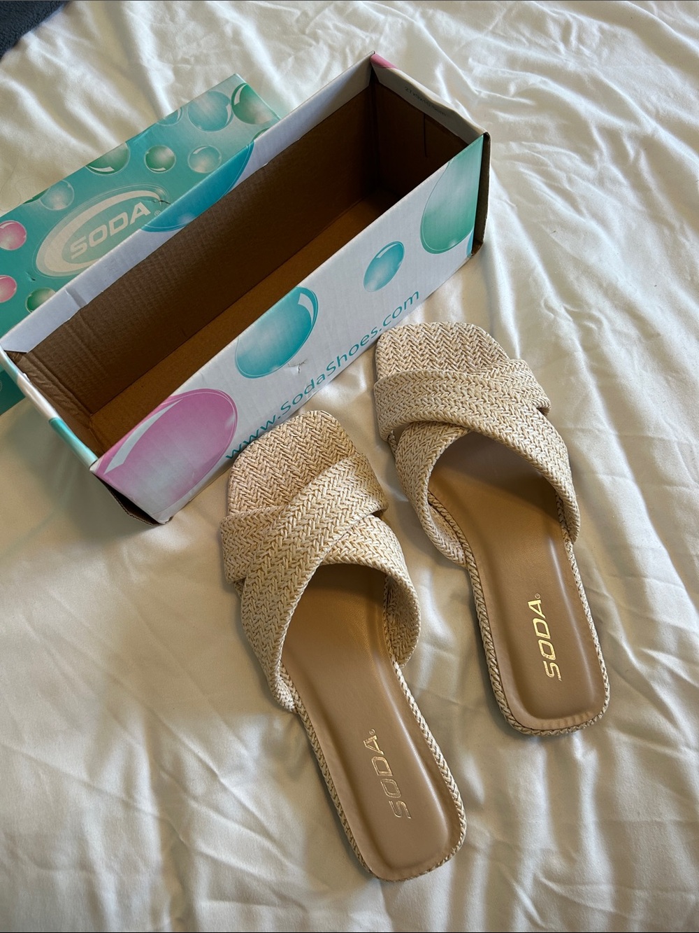 Soda Women's Natural Beige Braided Slide Sandals